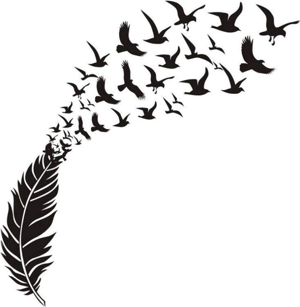 Wandtattoo für selbstklebende Wandaufkleber Schlafzimmer Vogelfeder Wanddeko für Küche Flur Wohnzimmer Wandtattoo