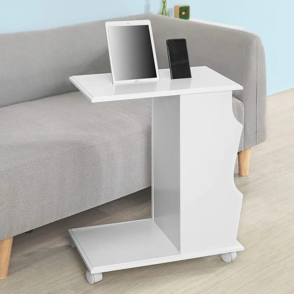 Table Basse Moderne pour Ordinateur Portable - Blanche - SoBuy - 10