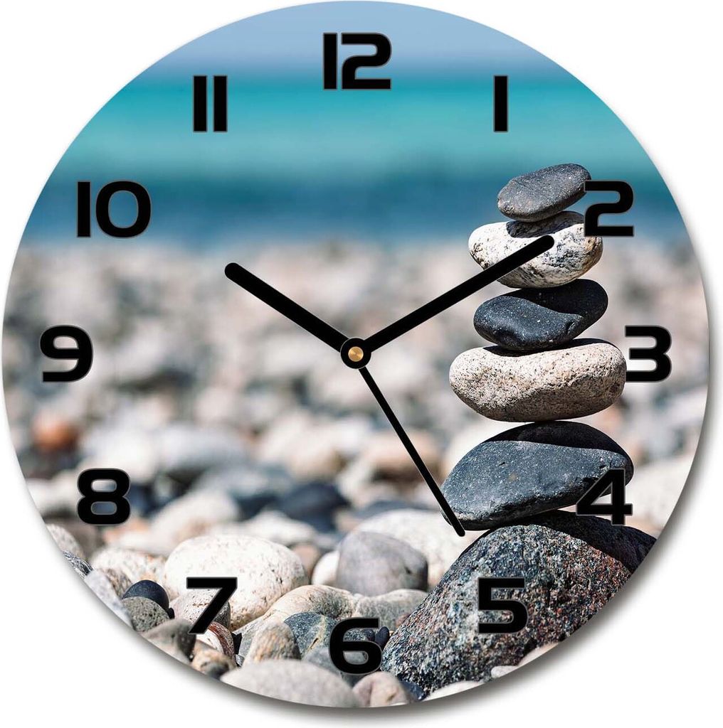 Wanduhr aus Glas 30fi Glasbild Glasuhr Gehärtetes Glas - schwarze-zeiger - A pile of stones