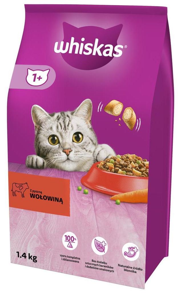 Whiskas Adult 1,4kg - Vollwertiges Trockenfutter für Produktbild 