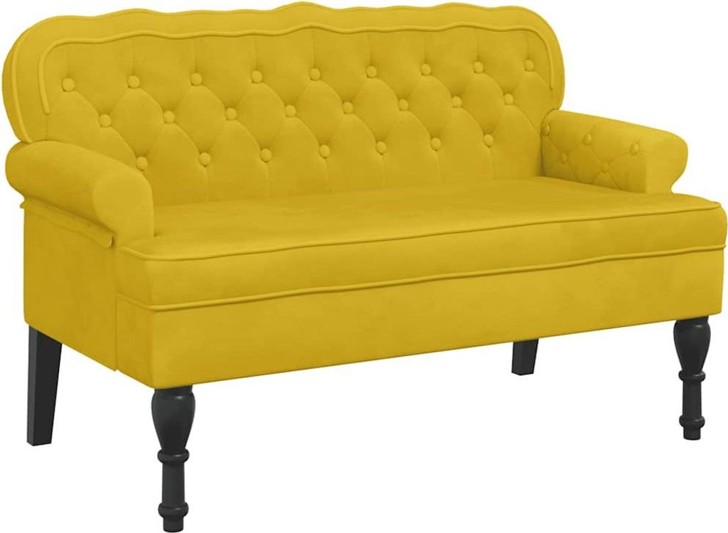 vidaXL Sitzbank mit Rückenlehne Gelb 119,5x64,5x75 cm Samt