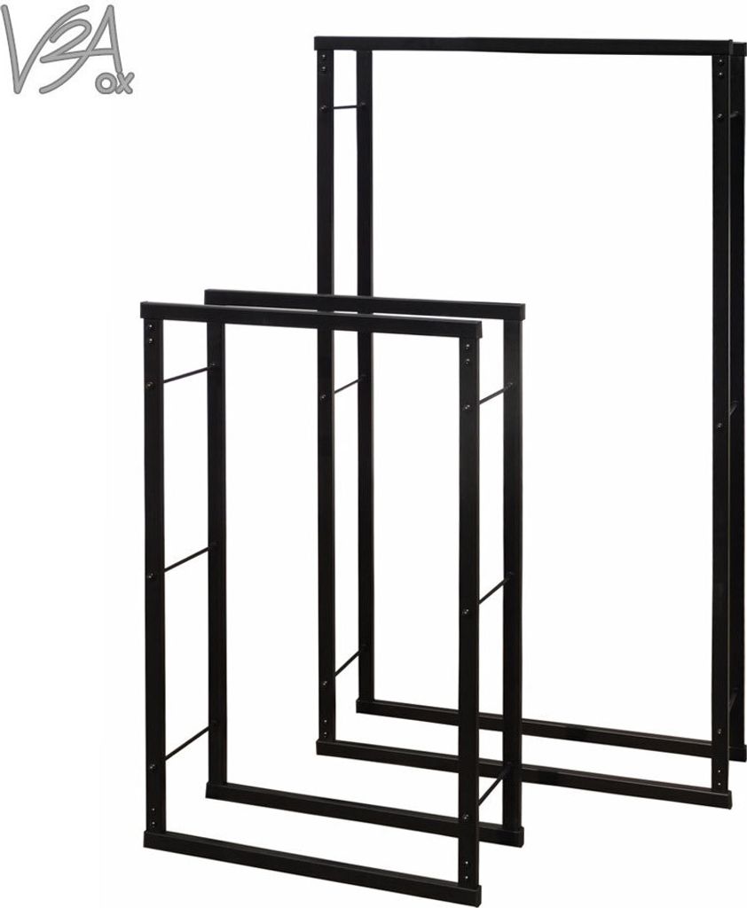 V2Aox Kaminholzständer Metall, Kaminholzregal innen, Holzständer Regal für Aufbewahrung von Kaminholz, Brennholz und Feuerholz, Farbe:Silber, Gr...
