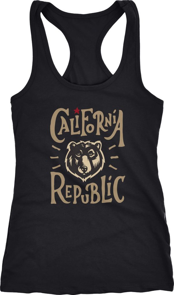 Damen Tanktop California Republic Bear Kalifornien Bär Racerback Tank Top Neverless schwarz XL