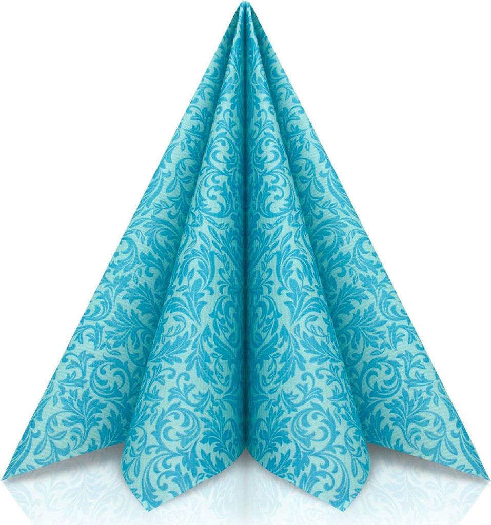 GRUBLy Airlaid Serviette Ornaments in Petrol, 40 x 40 cm, Produktbild 
