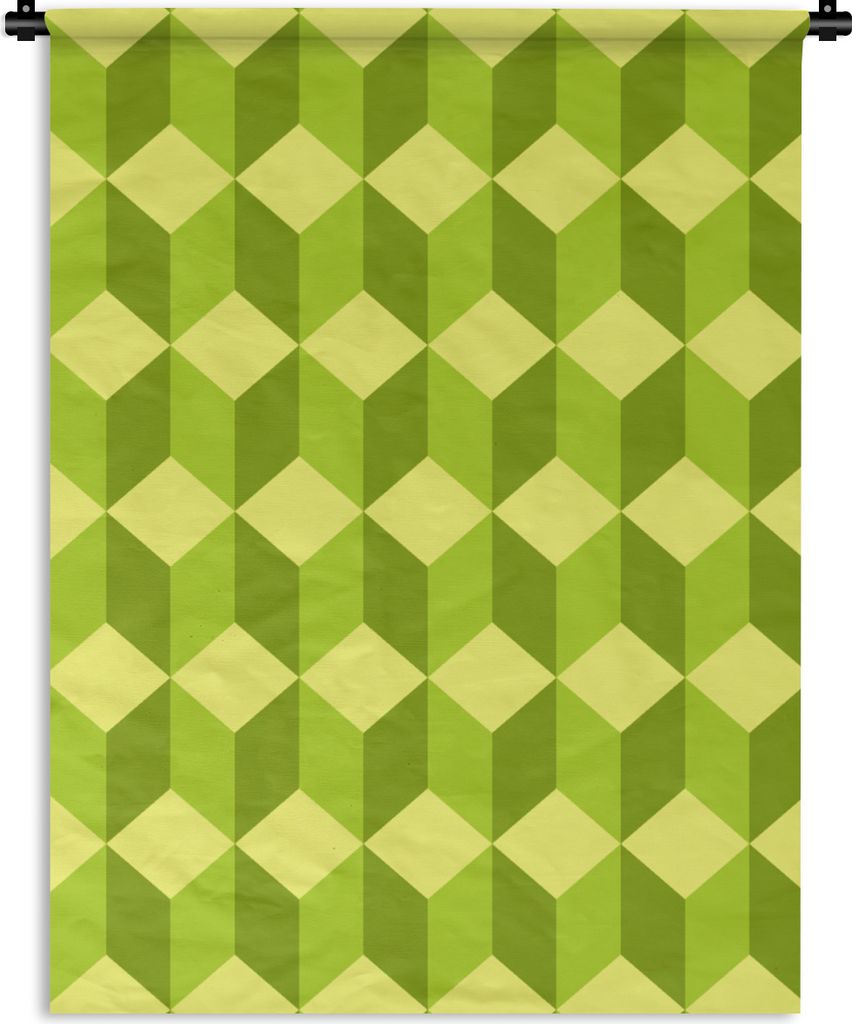 MuchoWow Wandteppich Wandbehang Muster - Grün - Blöcke 60x80 cm Tapisserie Dekoration Wandtuch - Decke - Wandtücher - Wohne