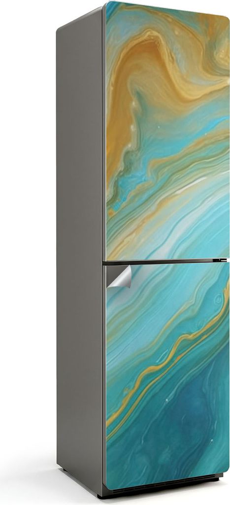 Abstrakte Wellen in Bewegung – Kühlschrank Aufkleber – Klebefolie Kühlschrank – Kühlschrank Dekor – Kühlschrankfolie selbstklebend – ...