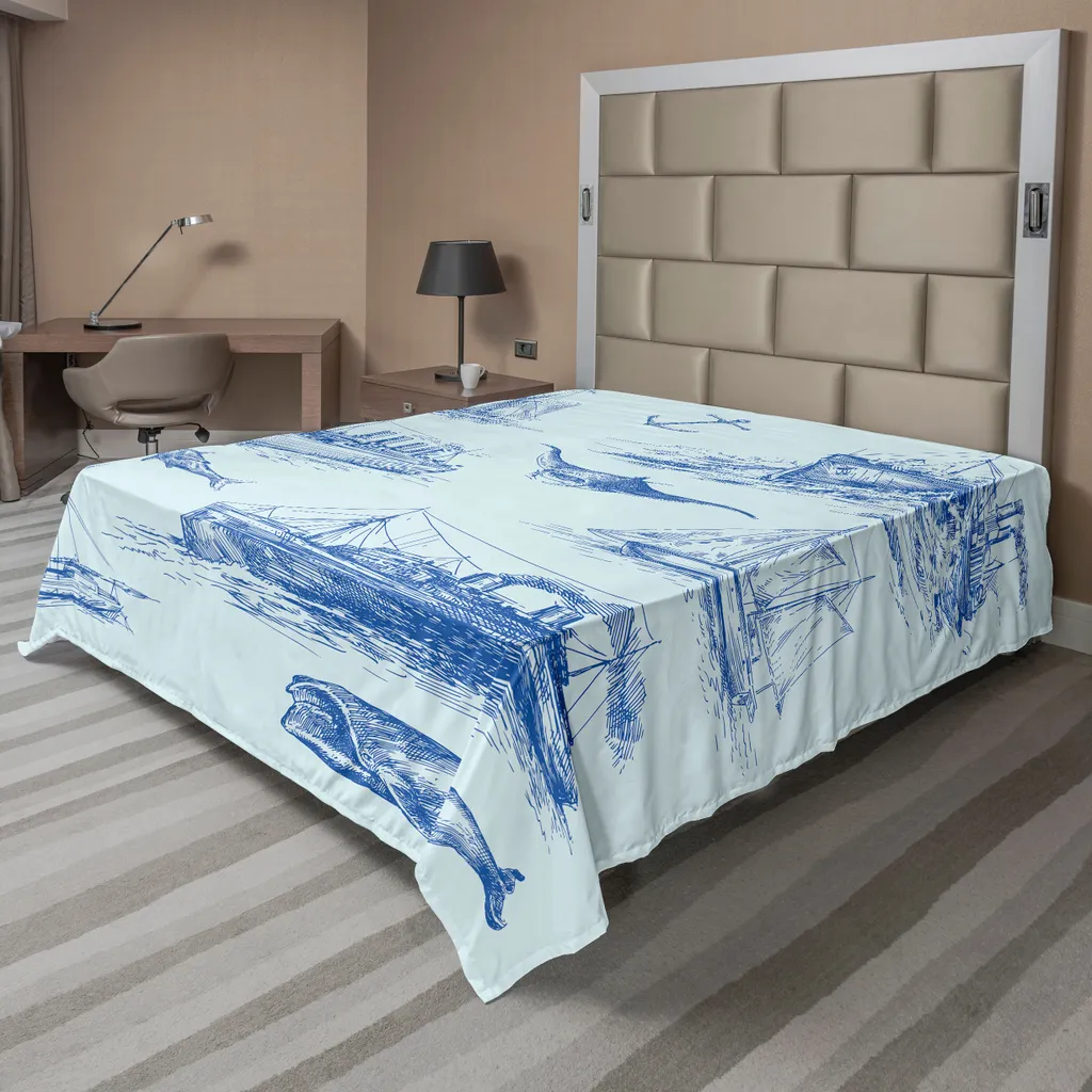 Drap plat décoratif requin sous-marin doux et confortable 266x260 cm