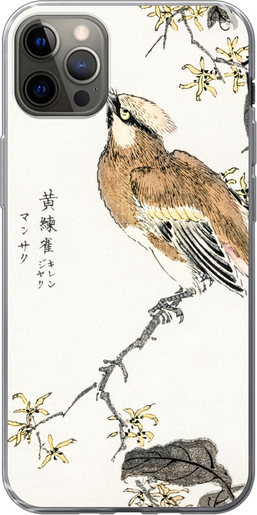 MuchoWow Handyhülle Schutzhülle Hülle für Telefoonhoesje iPhone 13 Pro Max Vintage - Vogel - Japanisch - Schriftzeichen Silikon Softcase Hand...