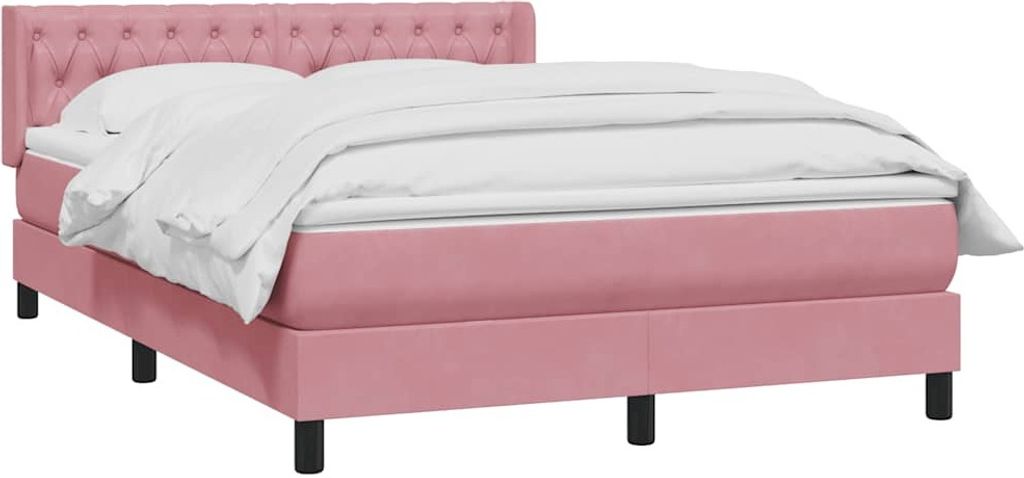 vidaXL Boxspringbett mit Matratze Rosa 140x220 cm Samt