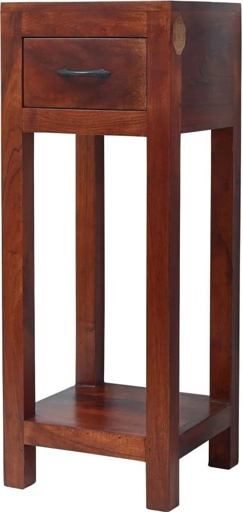 Console en acacia massif laqué nougat - Petit meuble d'entrée Oxford