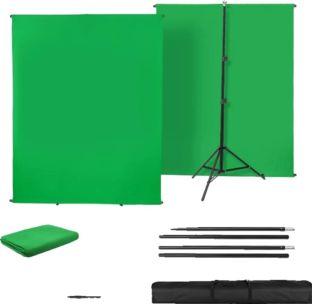 Fond vert pliable de studio avec support télescopique format 150x200cm