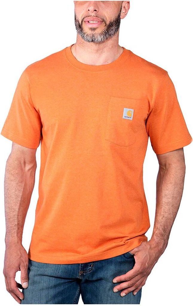 Carhartt 103296 Herren T-Shirt Relaxed Fit Mit Tasche Marmalade Heather S