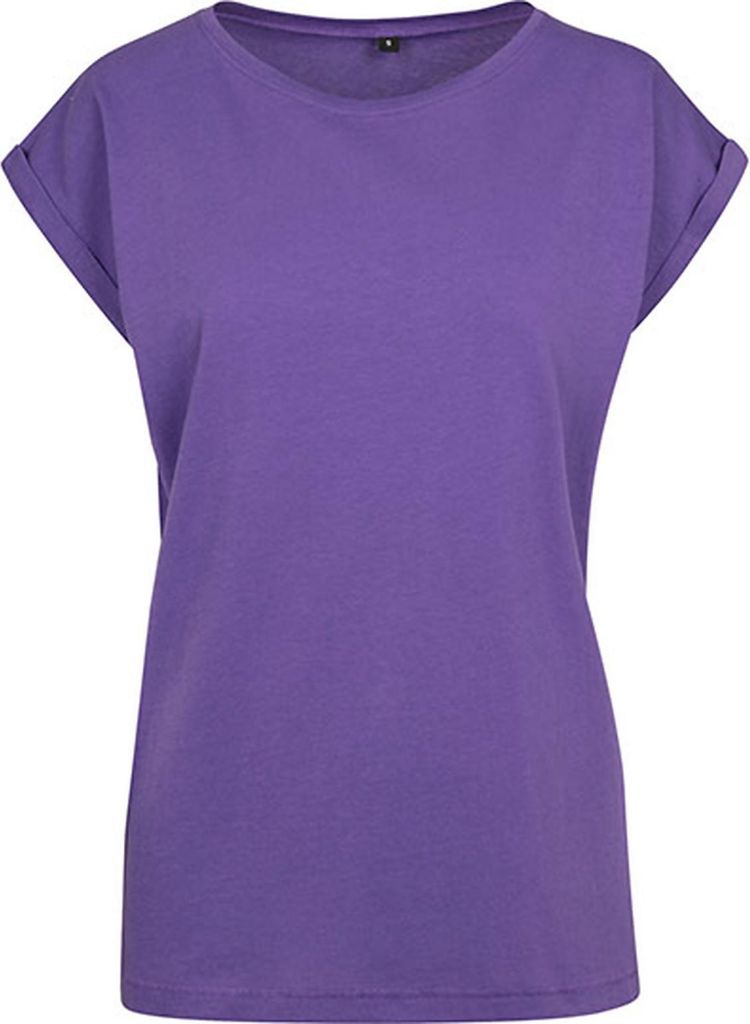 Build Your Brand BY021 | Ladies Extended Shoulder Damen T-Shirt - Farbe: Ultraviolett - Größe: XXL
