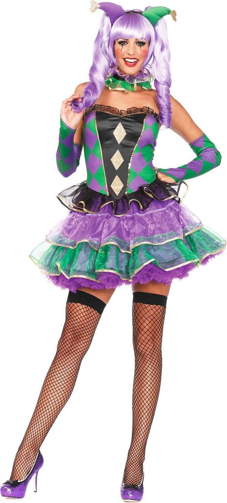 Mardi Gras - Clown Kostüm für Fasching Halloween Größe: M-L