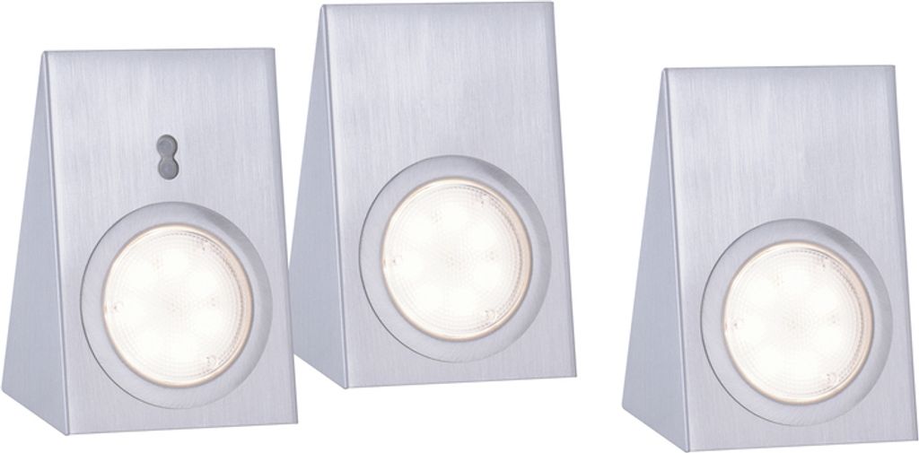 JUST LIGHT LED Wandleuchte Unterbauleuchte Küche drei Spots mit Steckertrafo und Sensor silber Küche 84111-55-3