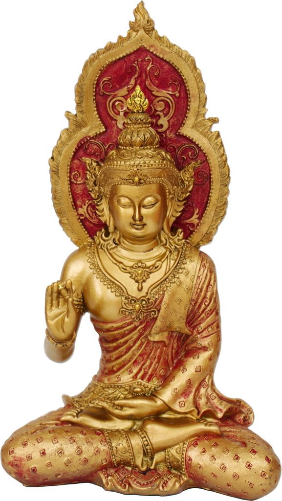 Buddha mit Aura Mönch Deko Thai Figur Shaolin Skulptur Statue Zen Feng Shui