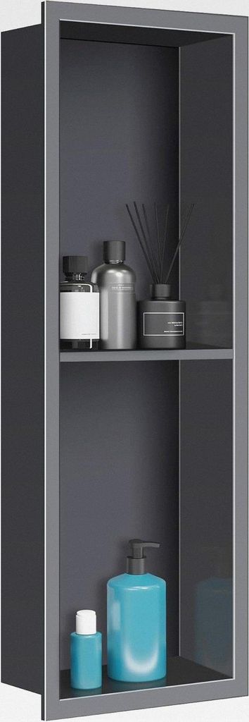 Wandnische Dusche Edelstahl 20x60x10 cm,Schwarz Duschnische für Badezimmer,Keine Fliesen Erforderlich Doppelte Wandnische,Eingebettet Wandnische f...