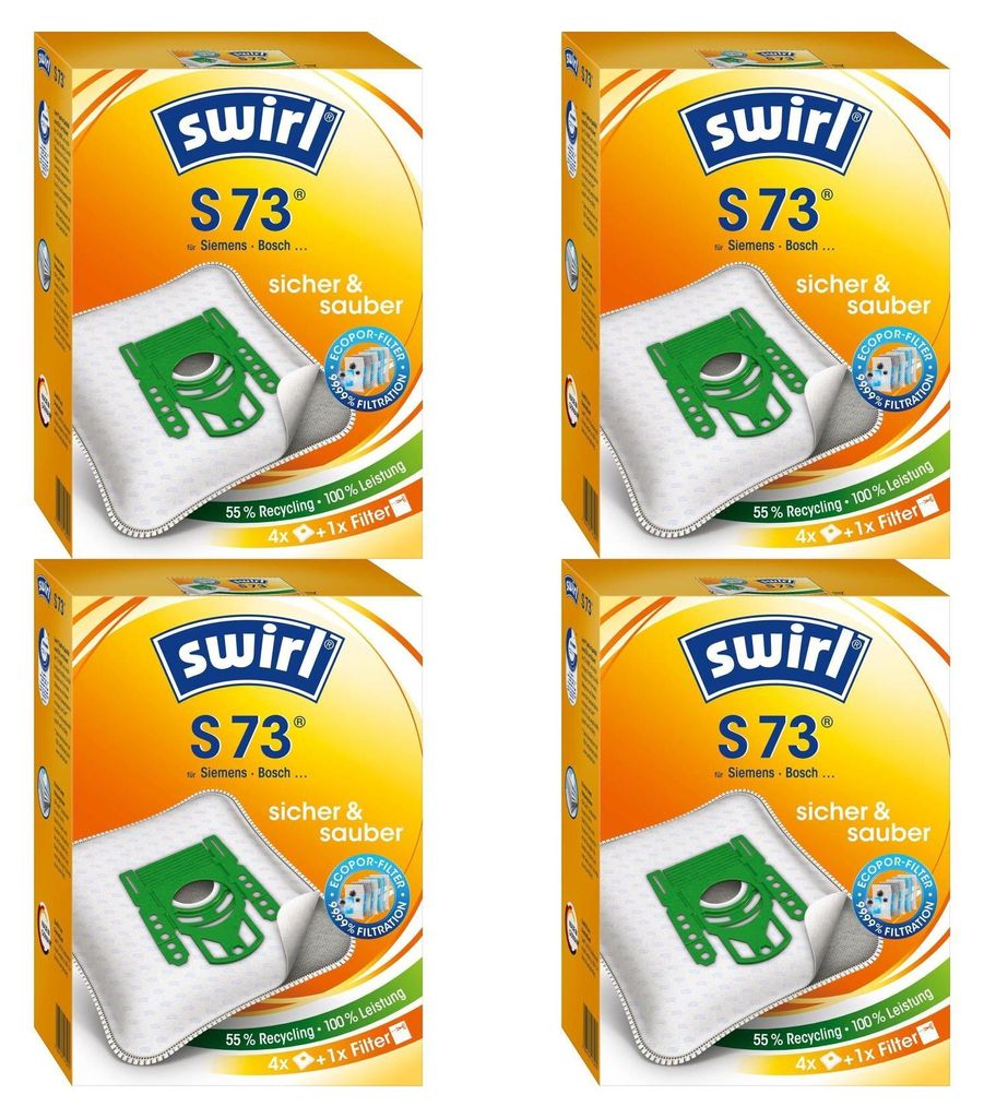 4 Pakete Swirl Staubsaugerbeutel S73 / S 73 EcoPor für Produktbild 