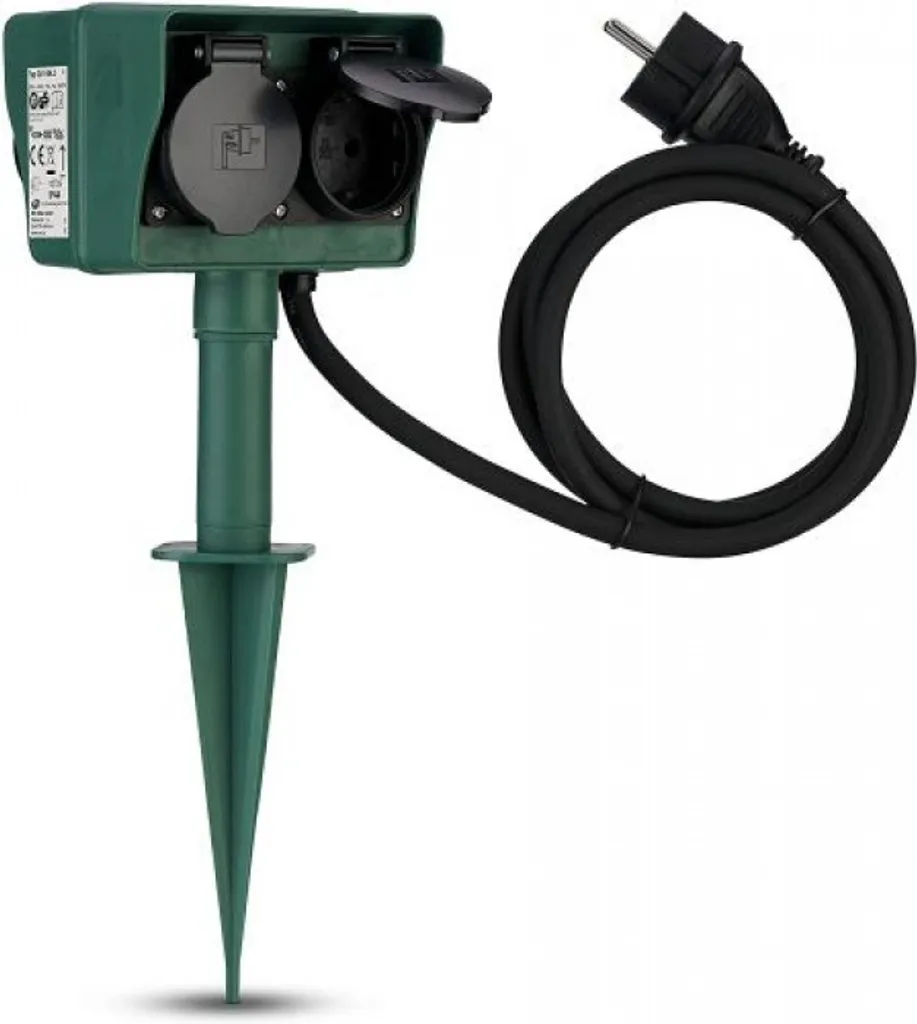 REV Garten Multiprise Jardin 4 Prises avec Piquet et Câble 1,5m 0595009555