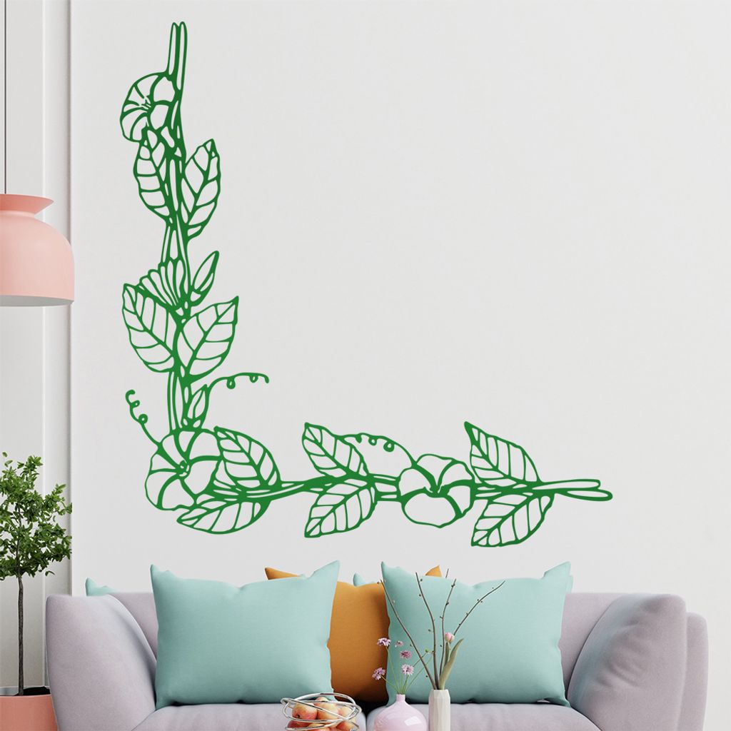 Blumen - Ranken Wandtattoo in 6 Größen - Wandaufkleber Wall Sticker - Dekoration, Küche, Wohnzimmer, Schlafzimmer, Badezimmer