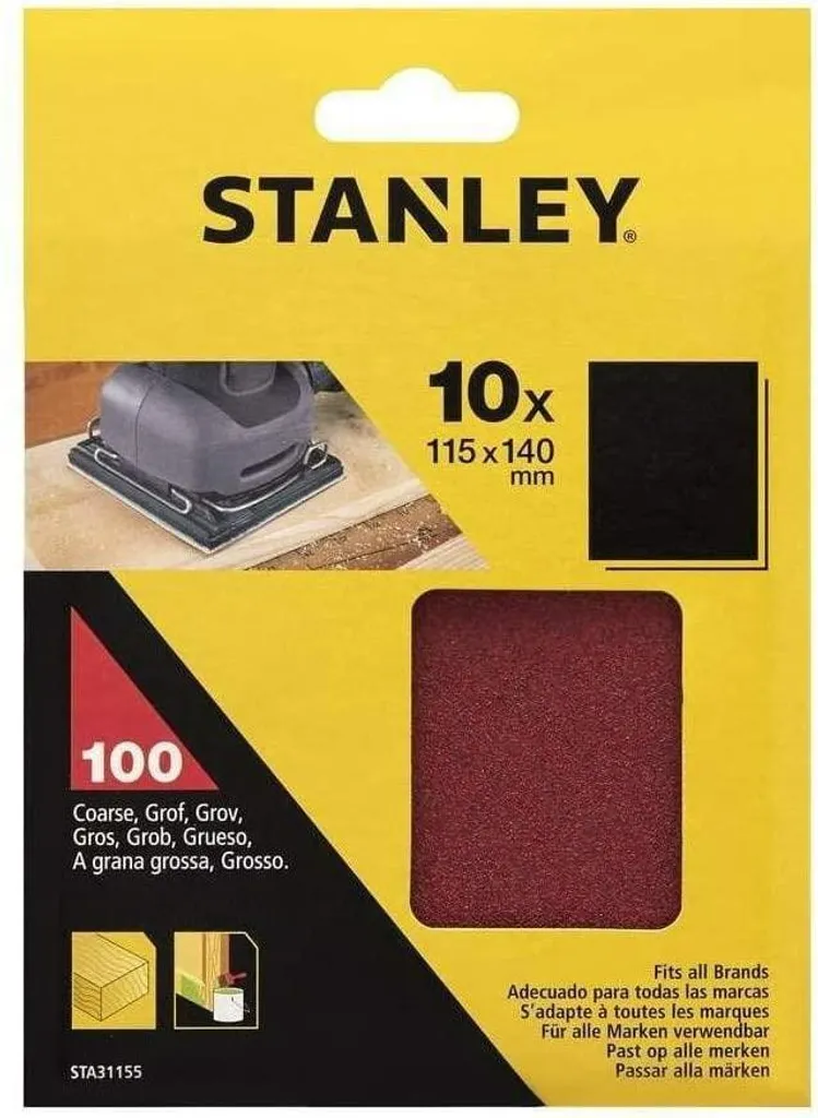 Stanley STA31155-XJ 10 Fogli Abrasivi P100 - Il Segreto per Superfici Perfette