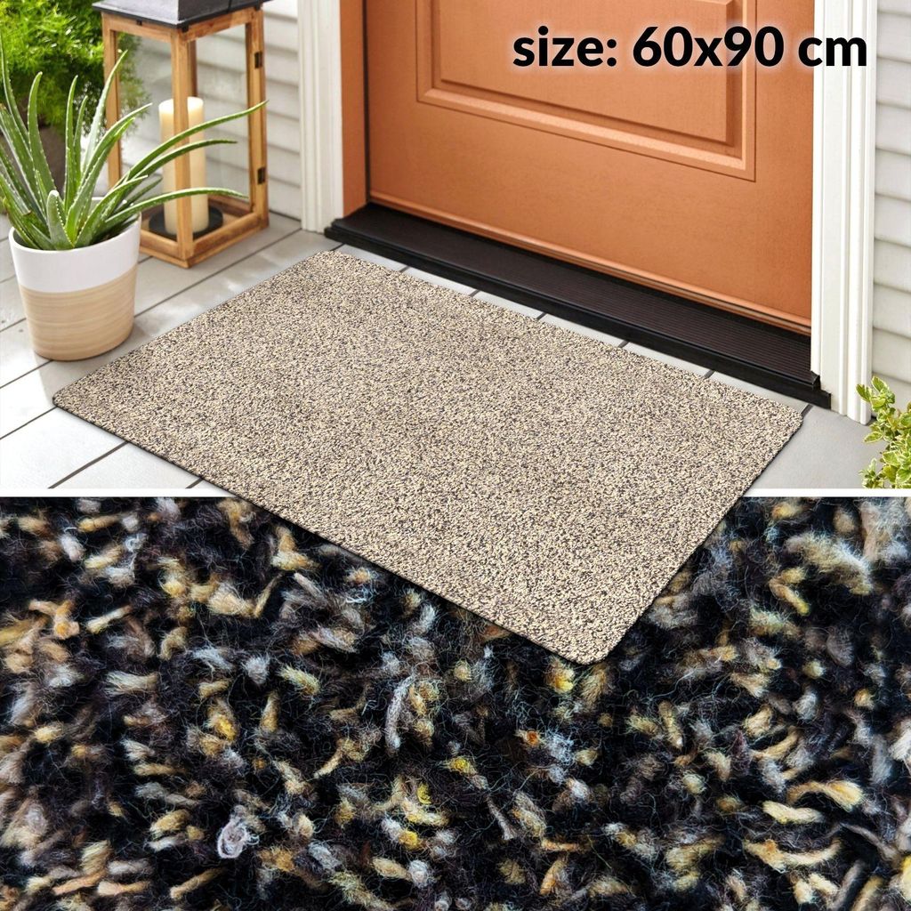 Fußmatte Türvorleger Bodenmatte Textil DOVER Tropfen Beige Robust Wasserabweisend Breite 60 cm Länge 90 cm