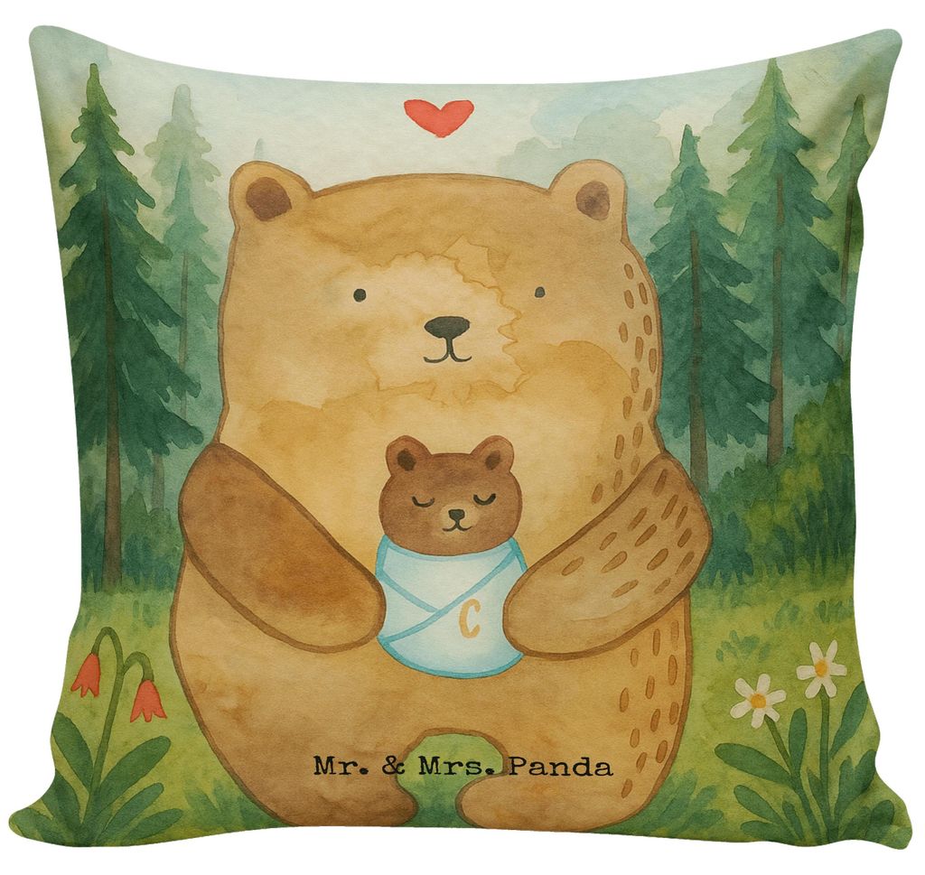 Mr. & Mrs. Panda Deko Kissen Bär Baby Design - Weiß - Geschenk, Enkel, 40x40, Sofakissen, Mutter, Teddy, Nichte, Eltern, kuschelkissen, couch, De...