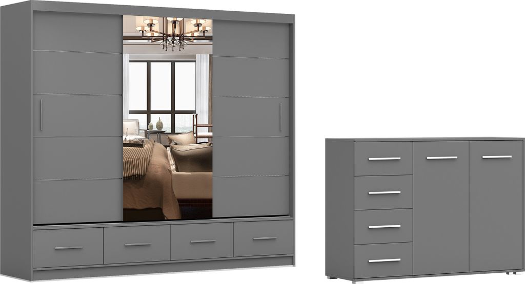 2er-Set Schwebetürenschrank Schrank Kleiderschrank FLORENCE Produktbild 