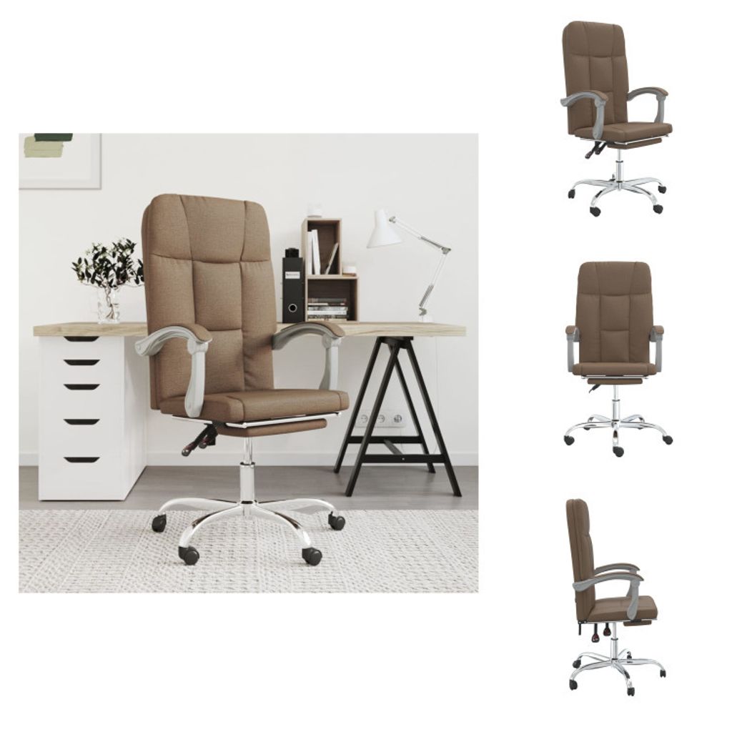 vidaXL Bürostuhl mit Liegefunktion Braun Stoff - Bürostühle