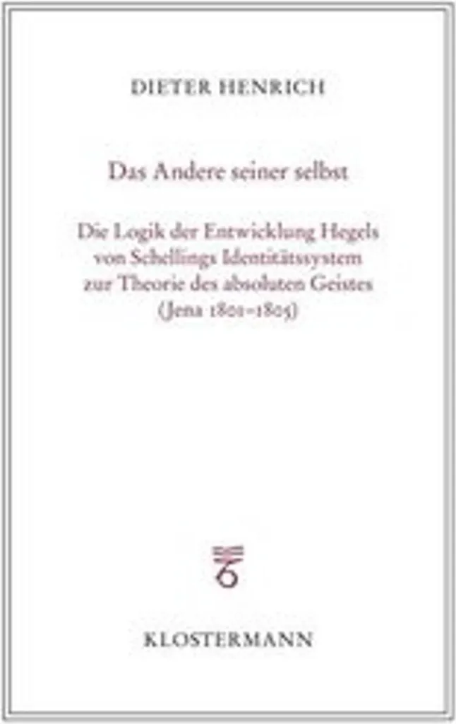Livre Das Andere seiner selbst - Essai Philosophie Allemande Broché
