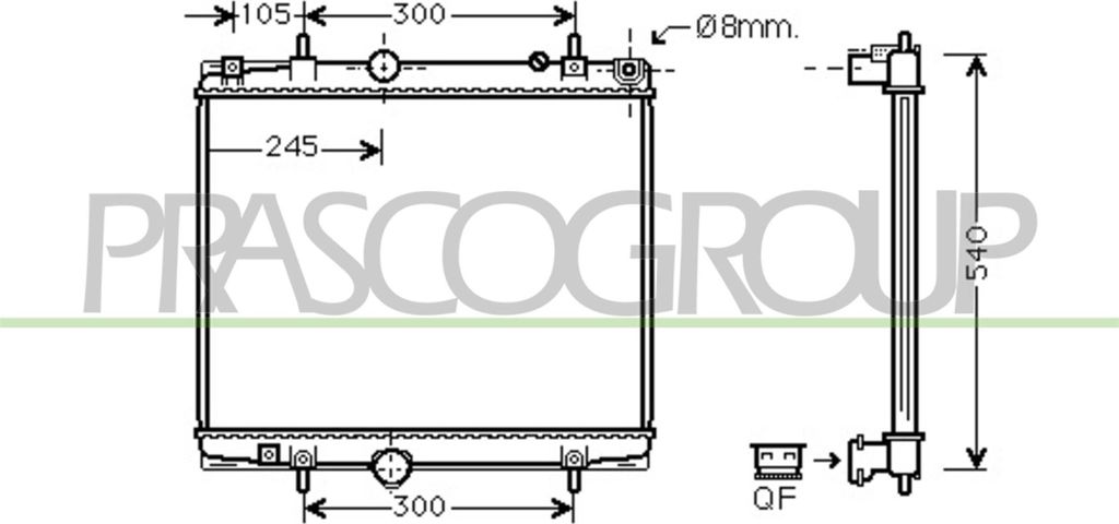PRASCO CI942R001 Kühler Wasserkühler Motorkühler für FIAT Ulysse (179) passend für PEUGEOT 807 MPV EXPERT Kasten (VF3A, VF3U, VF3X) Expert Tepee
