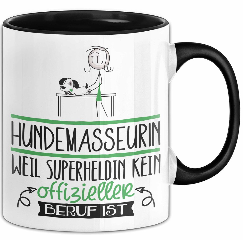 Hundemasseurin Geschenk Tasse Lustiger Spruch Hundemasseurin Weil Superheldin Kein Offizieller Beruf Ist Geschenkidee (Schwarz)