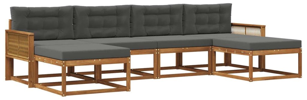 vidaXL Outdoor-Sofagarnitur mit Kissen 6 pcs Natur und Anthrazit
