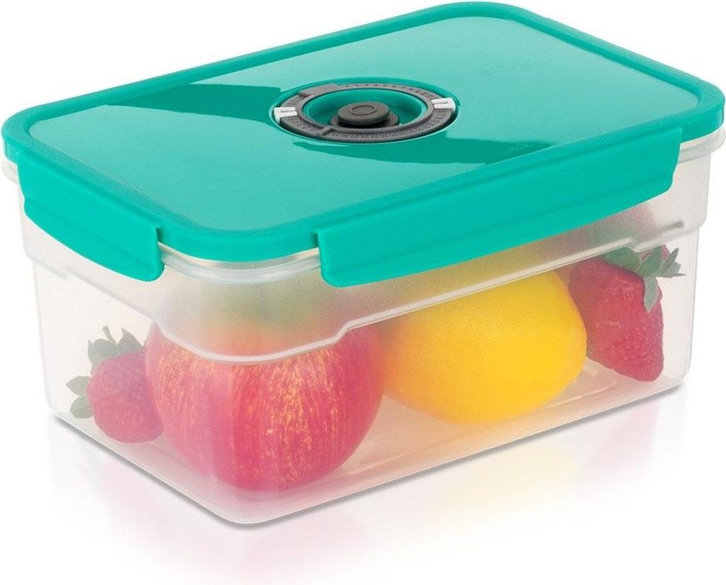 A vacuum food container filled with fruits.