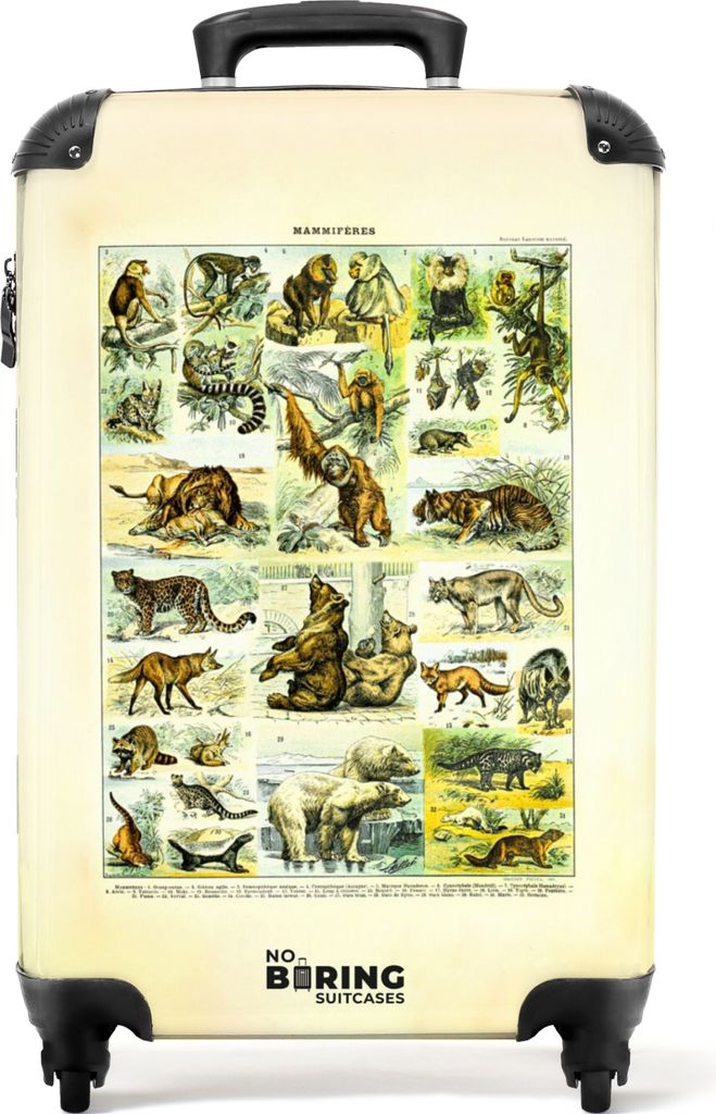 NoBoringSuitcases.com Koffer Handgepäck Trolley Rollkoffer Kleine Reisekoffer mit 4 Rollen - Tiere - Vintage - Illustration - Natur - Millot - C...