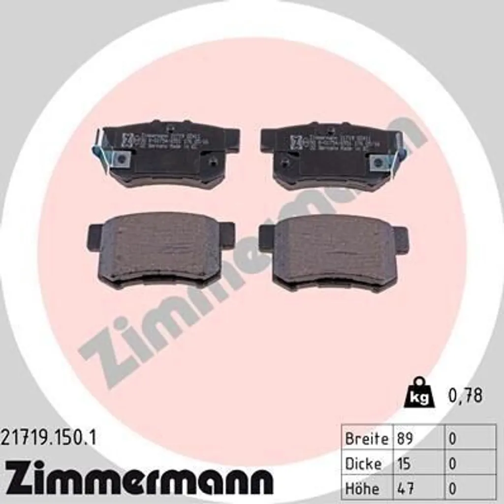 Kit plaquettes de frein pour Honda Insight et Suzuki Sedici 1.6 VVT
