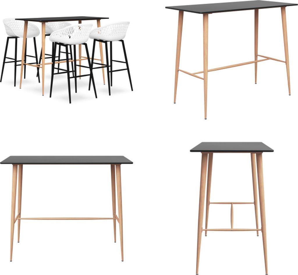 vidaXL 5 tlg. Bar Set Schwarz und Weiß - Bar-Set - Bar-Sets - Bartisch Mit Barhocker - Bartische Mit Barhocker