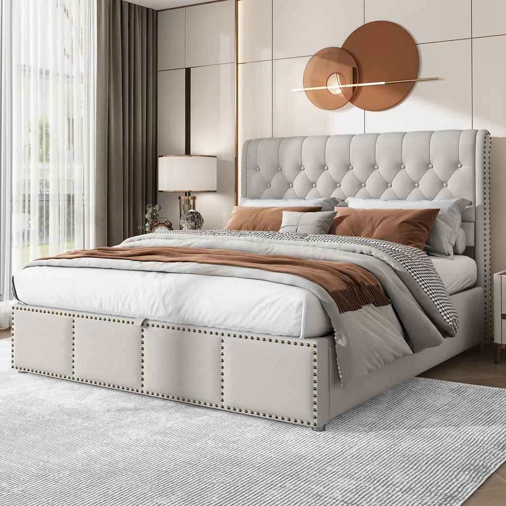 Lit 2 places avec rangement 140x200cm pour optimisation gain de place