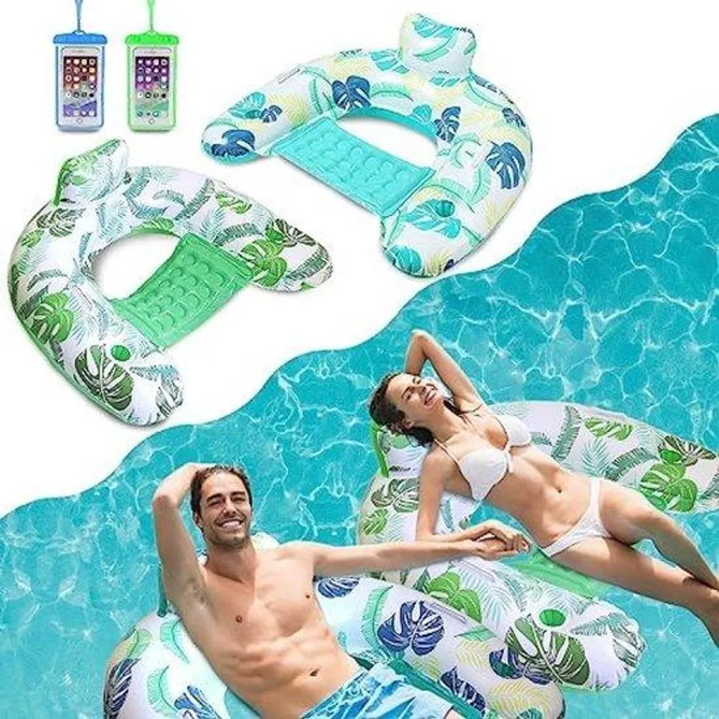 Lit gonflable de piscine pour 2 personnes avec 3 porte-gobelets intégrés