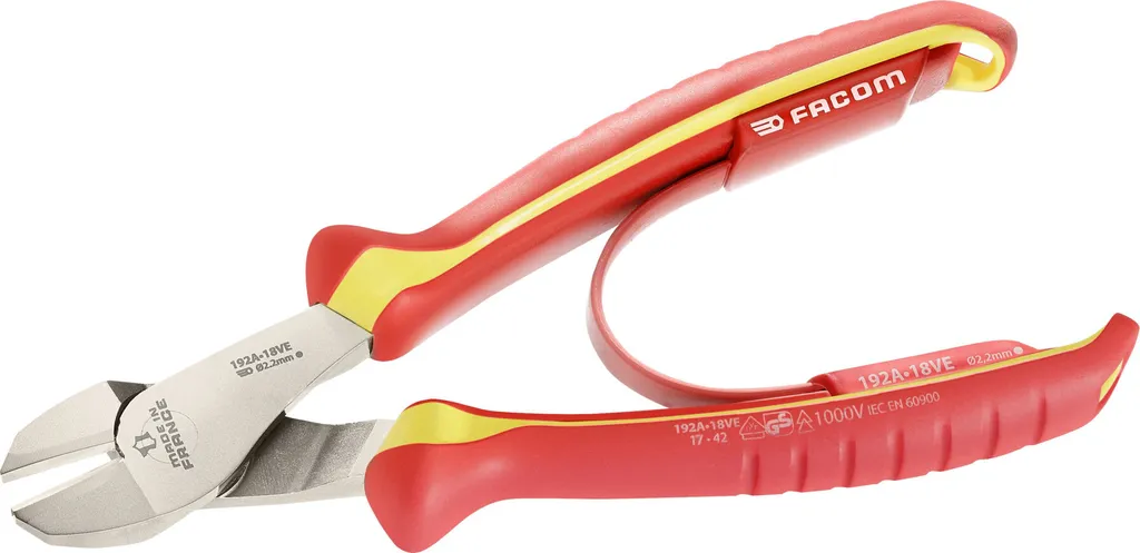 Pince coupante pour électricien Facom 180mm isolée travaux sous tension