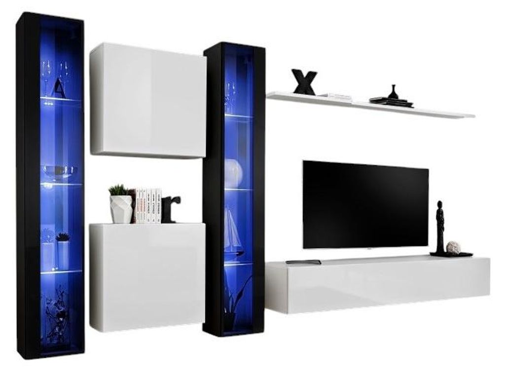 Meublorama AM-SWITCH 16-ZW SW 16*6C/116KG, 1 Regale, 5 Tür(en), Weiß, Mitteldichte Faserplatte (MDF), 8 Schublade(n), 400 mm