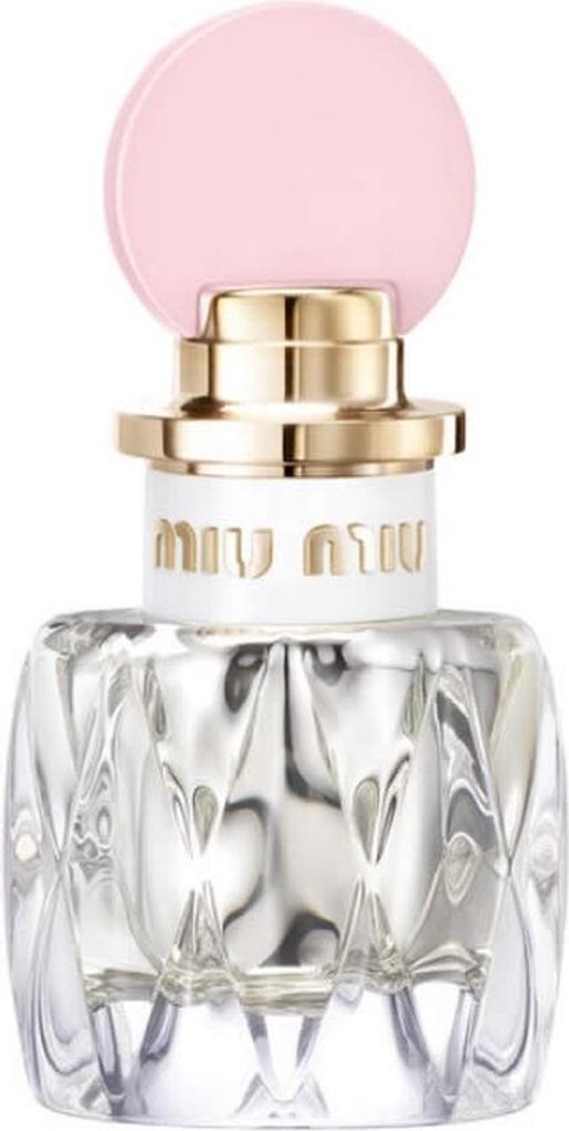 A studio shot of a Miu Miu perfume bottle.