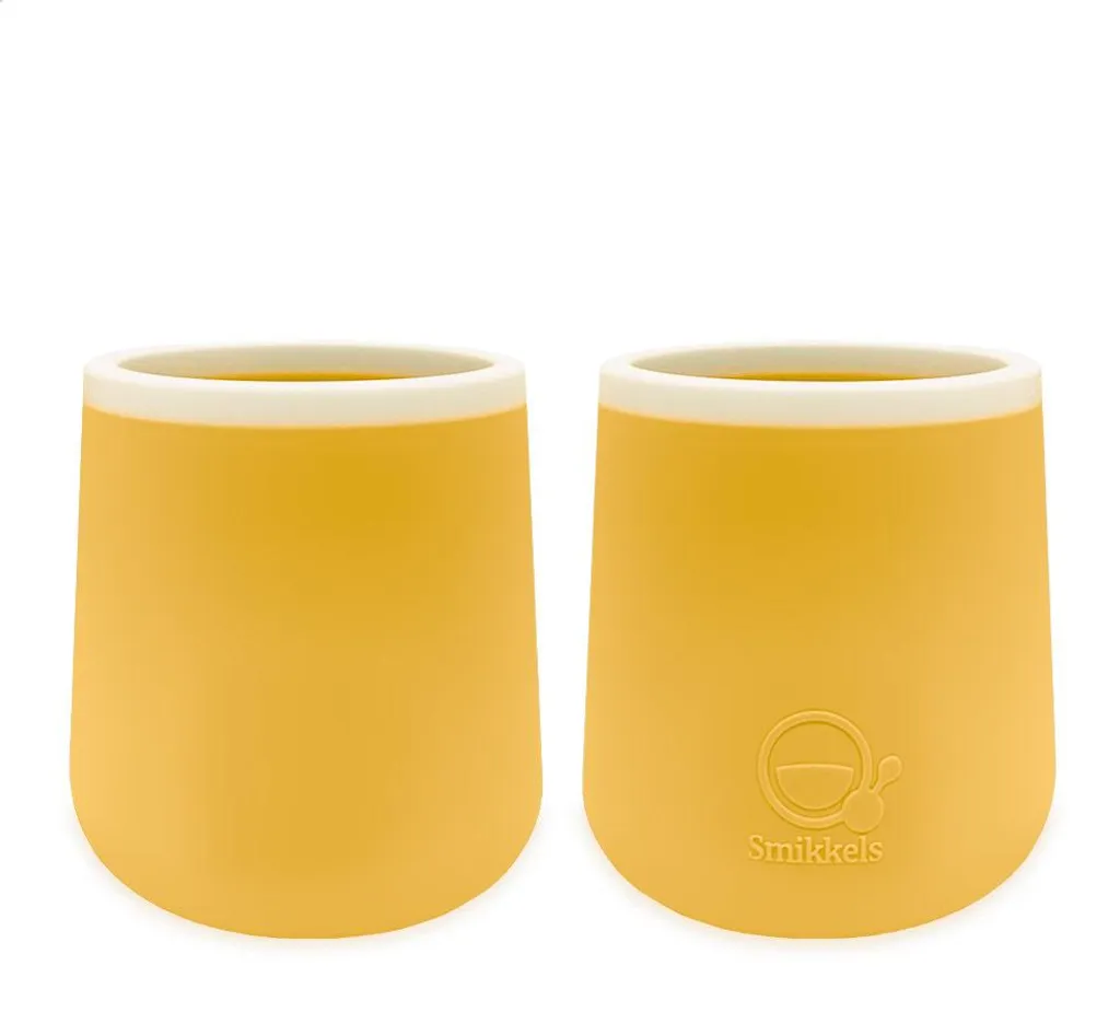 Tasse enfant silicone Smikkels jaune - Finissez-en avec la casse !