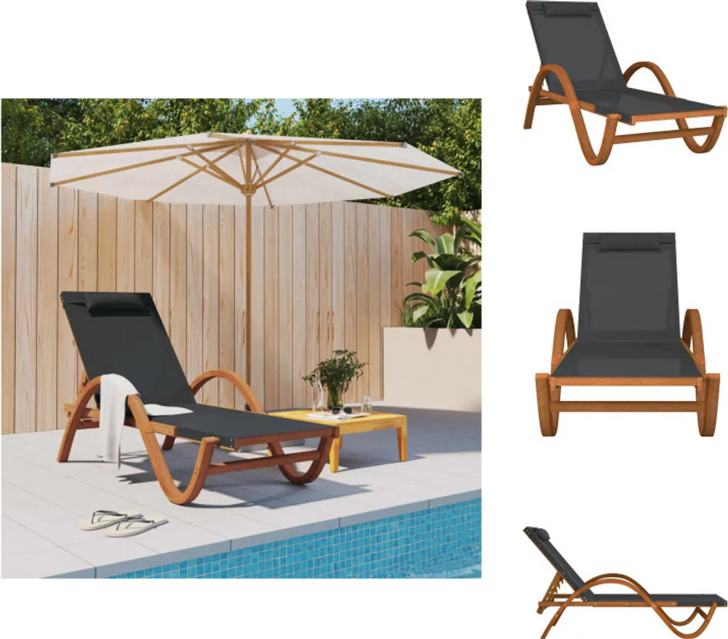 Chaise longue confortable avec coussins en bois de peuplier massif gris