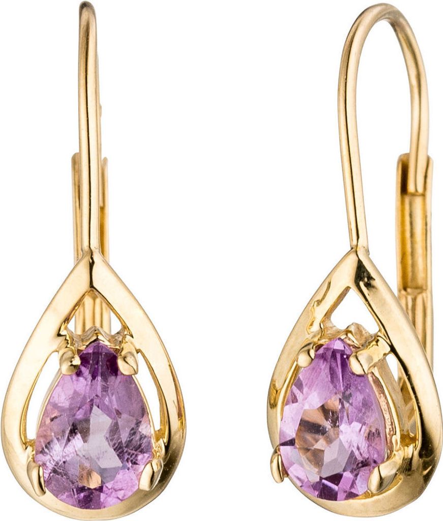 Boutons Ohrringe Amethyste hellviolett Tropfen 333 Gold Produktbild 