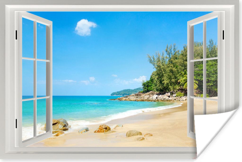 MuchoWow Poster Aussicht - Wasser - Strand 180x120 cm - Fotoplakat