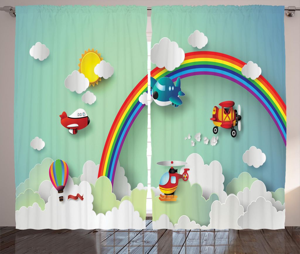 ABAKUHAUS Kinder Rustikaler Vorhang, Regenbogen-sonniges Himmel-Baby, Wohnzimmer Universalband Gardinen mit Schlaufen und Haken, 280 x 225 cm, Mehr...