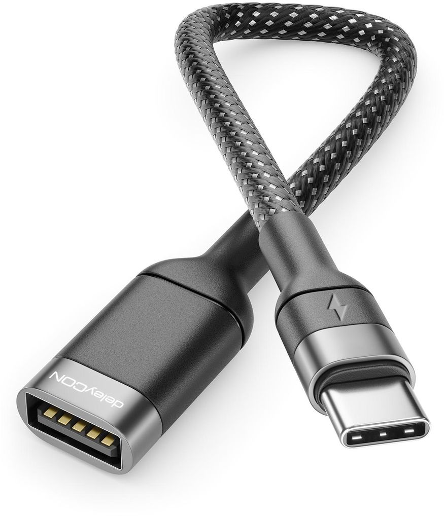 deleyCON USB-C auf USB-A Adapter 2.0 OTG Typ-C Stecker auf Produktbild 