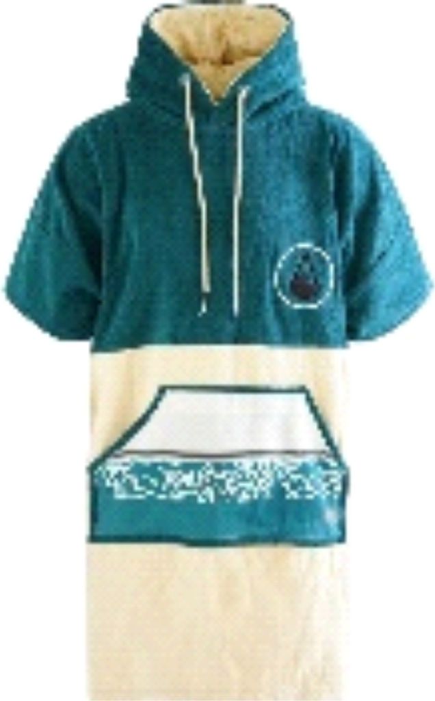 Poncho Wave Hawaii Baumwolle Velours Poncho Petrol M WH4020 Produktbild 