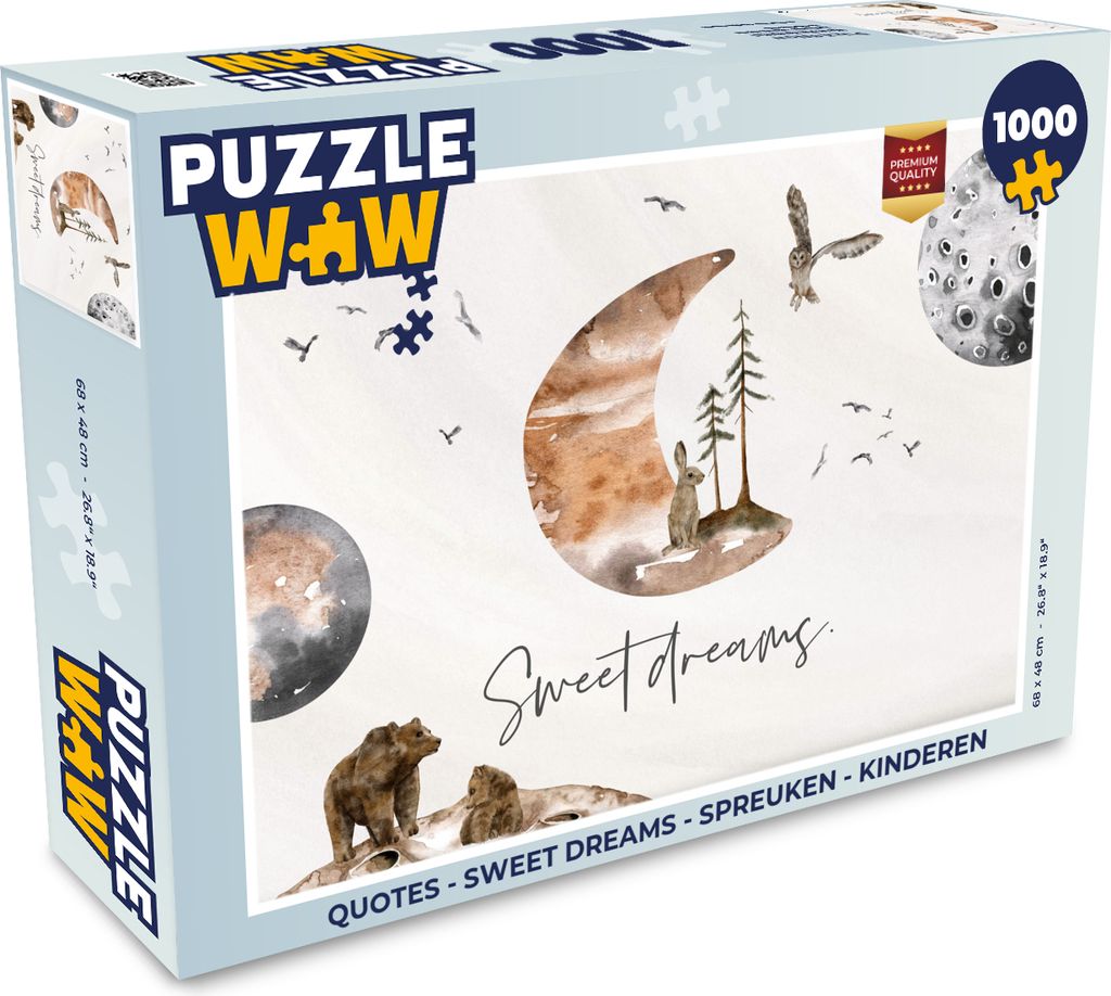 MuchoWow Puzzle 1000 Teile Zitate - Kinder - Sprichwörter - Süße Träume - Jungen - Mädchen - Kinder - Erwachsene - Rätsel